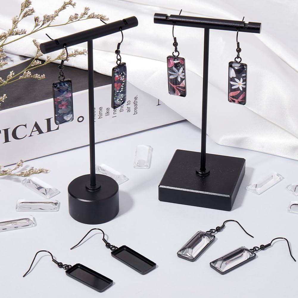 Kit 20 Aretes Bezel Negros SOFPLATE 10x25mm Joyería DIY