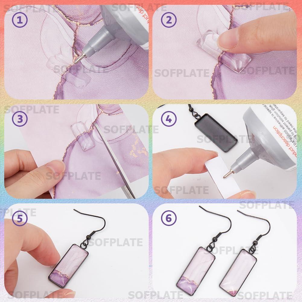 Kit 20 Aretes Bezel Negros SOFPLATE 10x25mm Joyería DIY