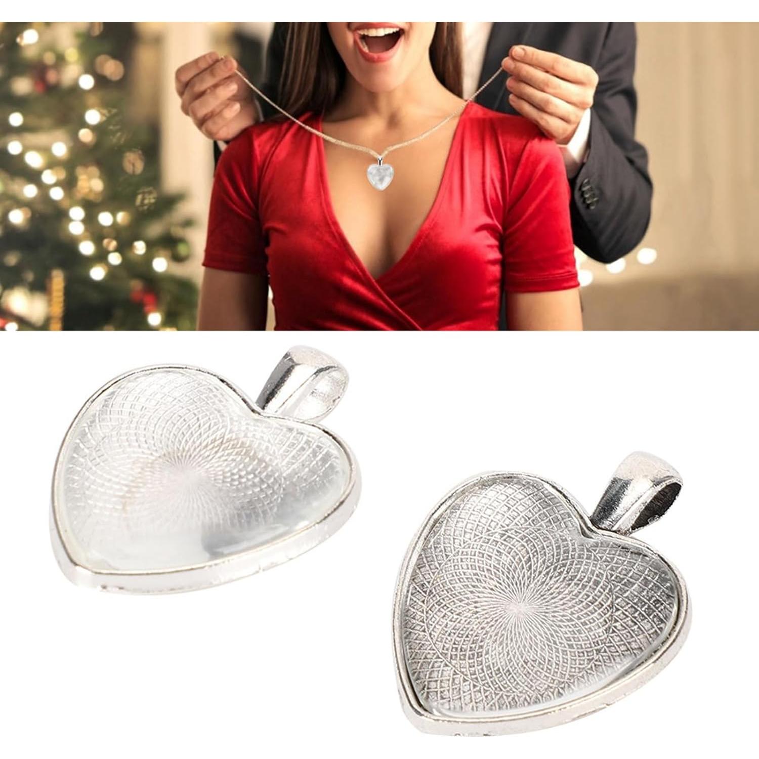 Bandejas de Colgante Corazón Plateado Pissente - 60pcs