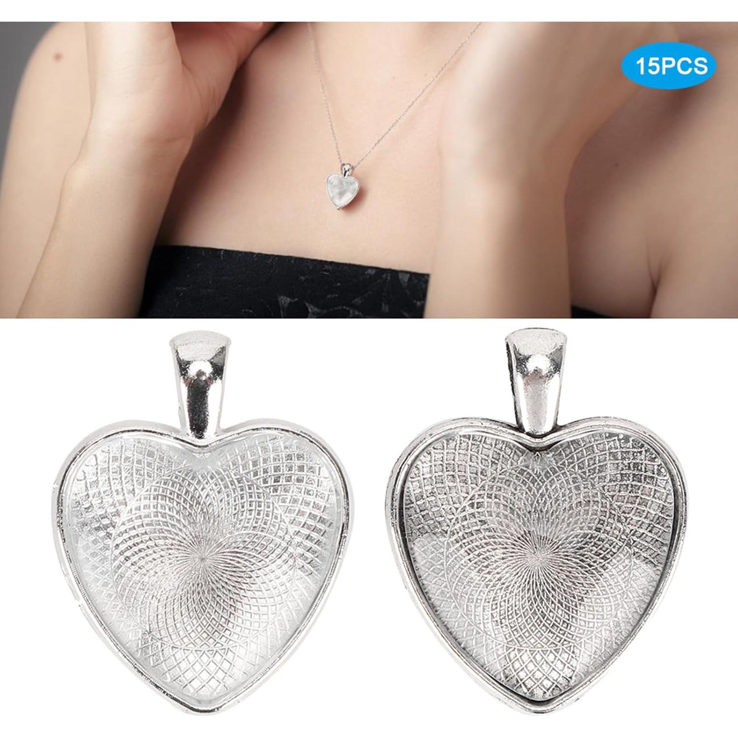 Bandejas de Colgante Corazón Plateado Pissente - 60pcs