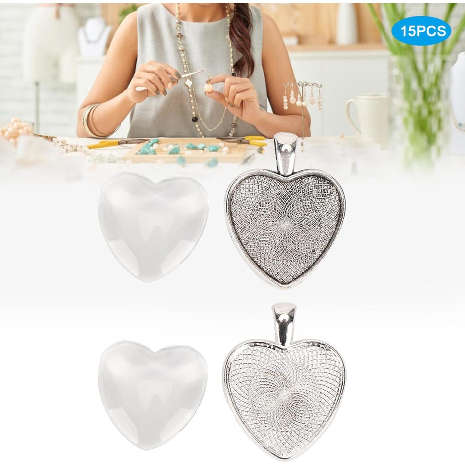 Bandejas de Colgante Corazón Plateado Pissente - 60pcs