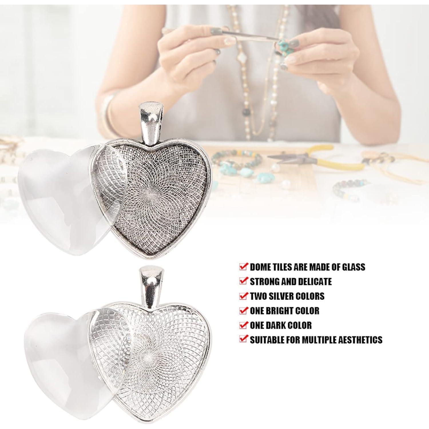 Bandejas de Colgante Corazón Plateado Pissente - 60pcs