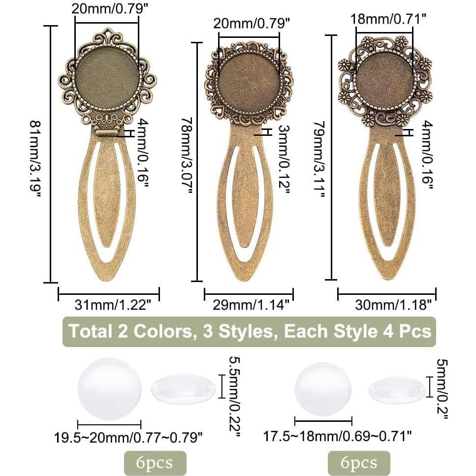 Kit de Colgantes de Marcador NBEADS 24 Pcs 3 Estilos 2 Colores
