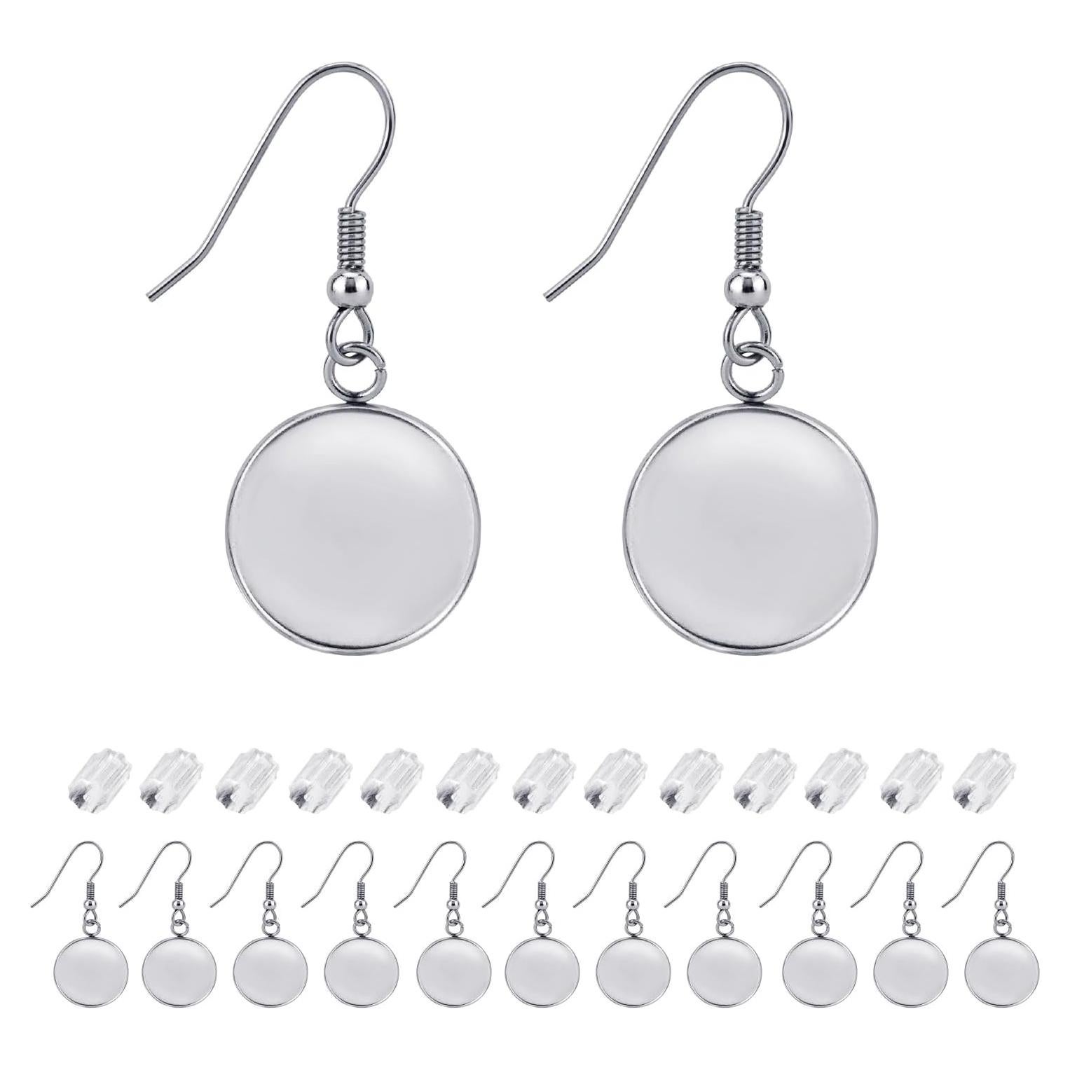 Gancho para Pendientes Cabochon BEADNOVA 14mm Acero Inoxidable 60pcs