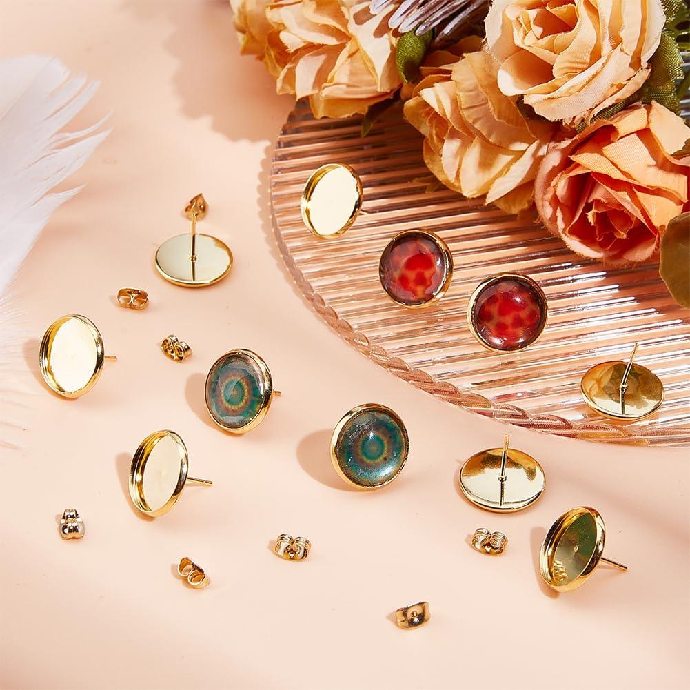 Kit de Pendientes Beebeecraft 50Pcs 14mm Acero Inoxidable Oro 18K