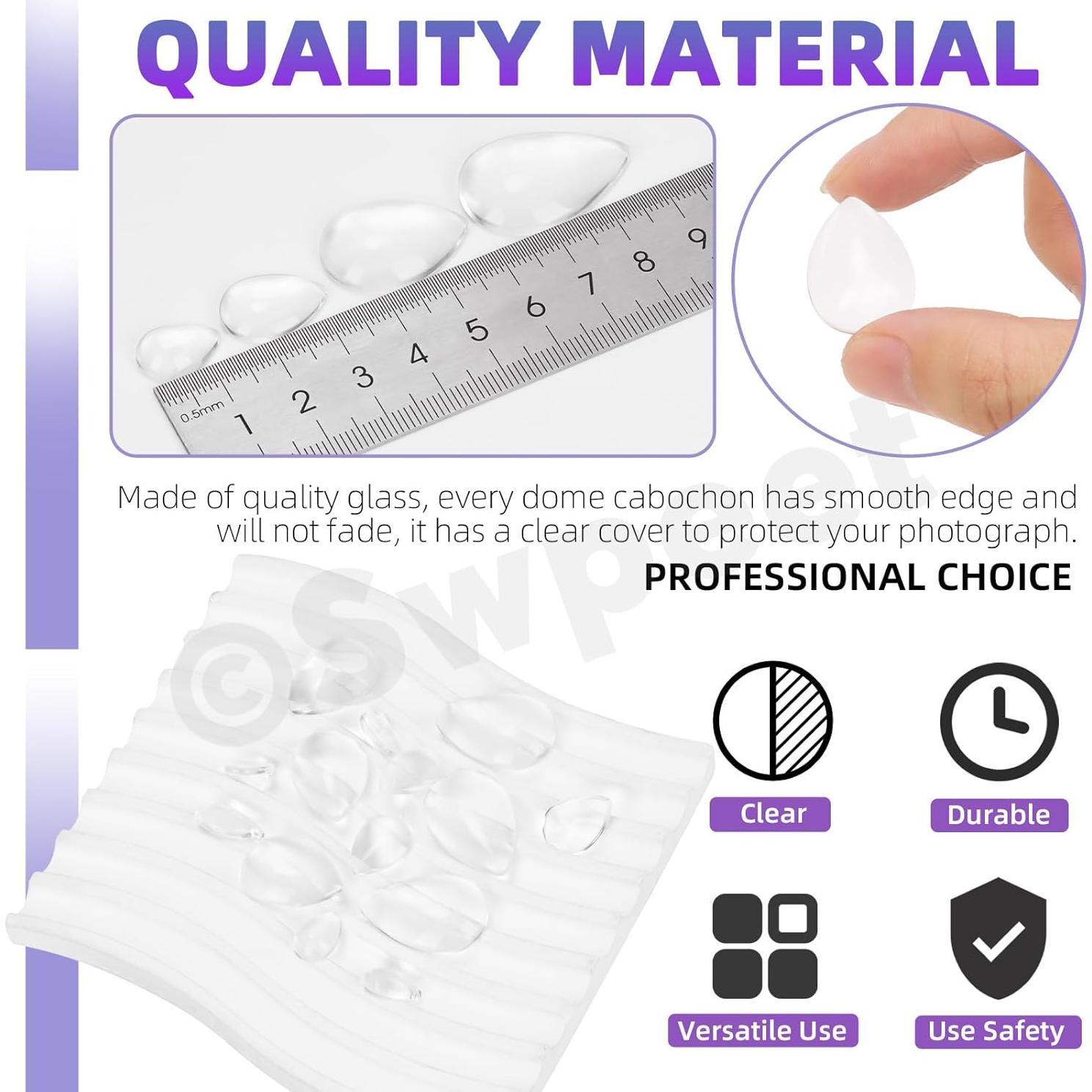 Kit 115Pcs Cabochones de Vidrio Teardrop Swpeet 4 Tamaños