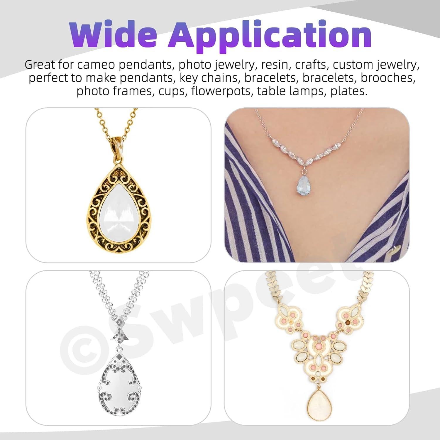 Kit 115Pcs Cabochones de Vidrio Teardrop Swpeet 4 Tamaños