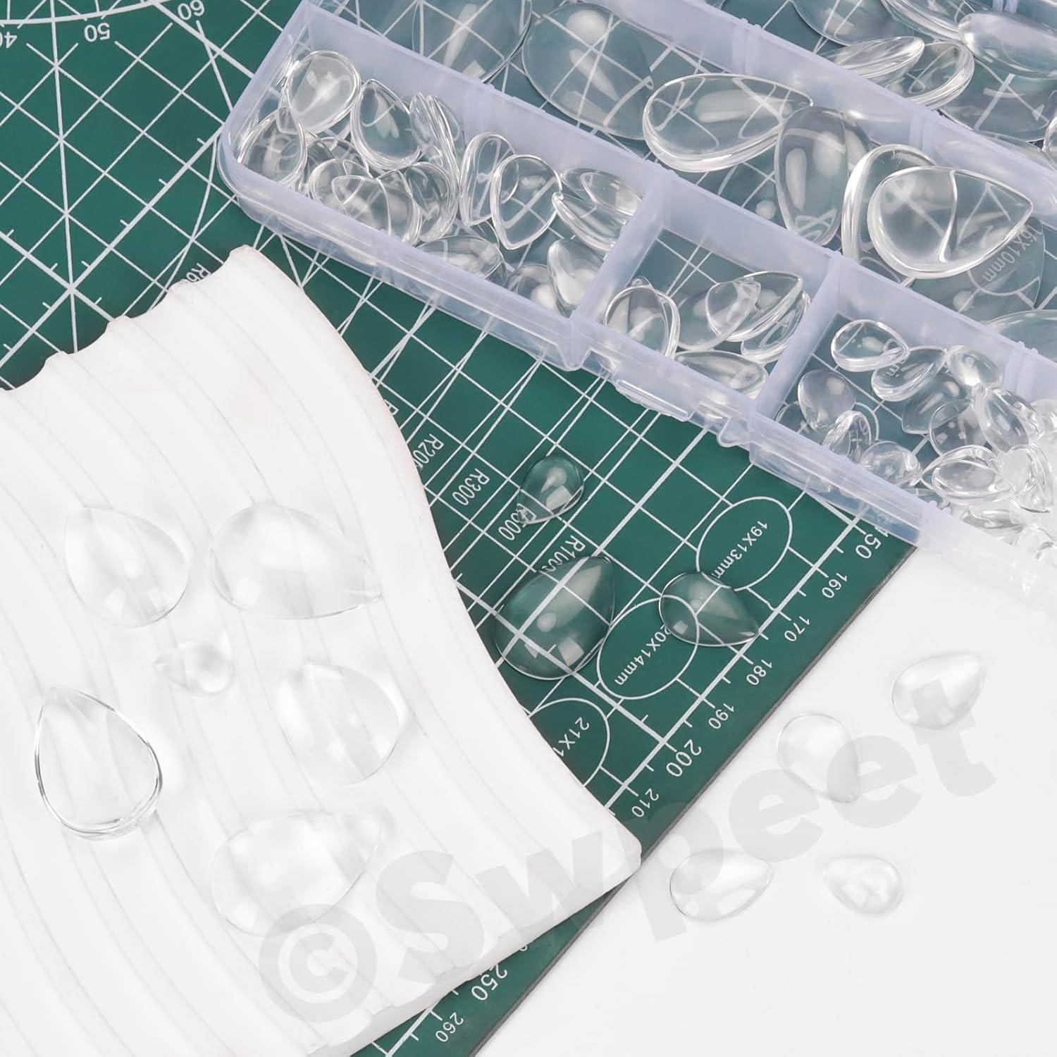 Kit 115Pcs Cabochones de Vidrio Teardrop Swpeet 4 Tamaños