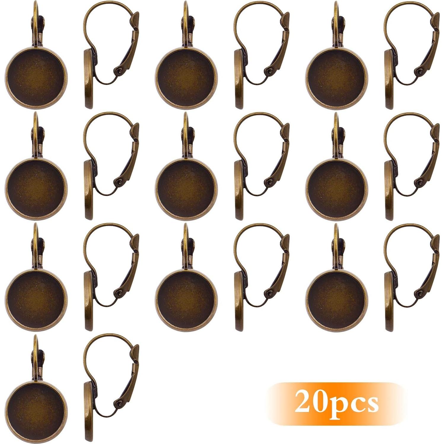 20 Ganchos de Pendientes de Palanca Aylifu Bronce Antiguo 12mm