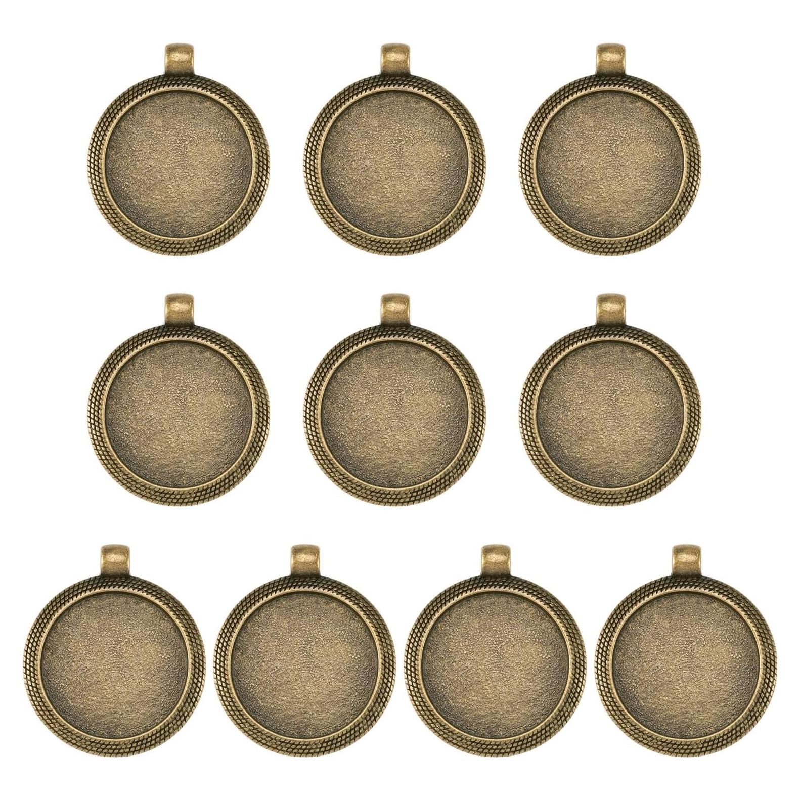 10 Piezas Configuraciones Bezel Pandahall 25mm Bronce Antiguo
