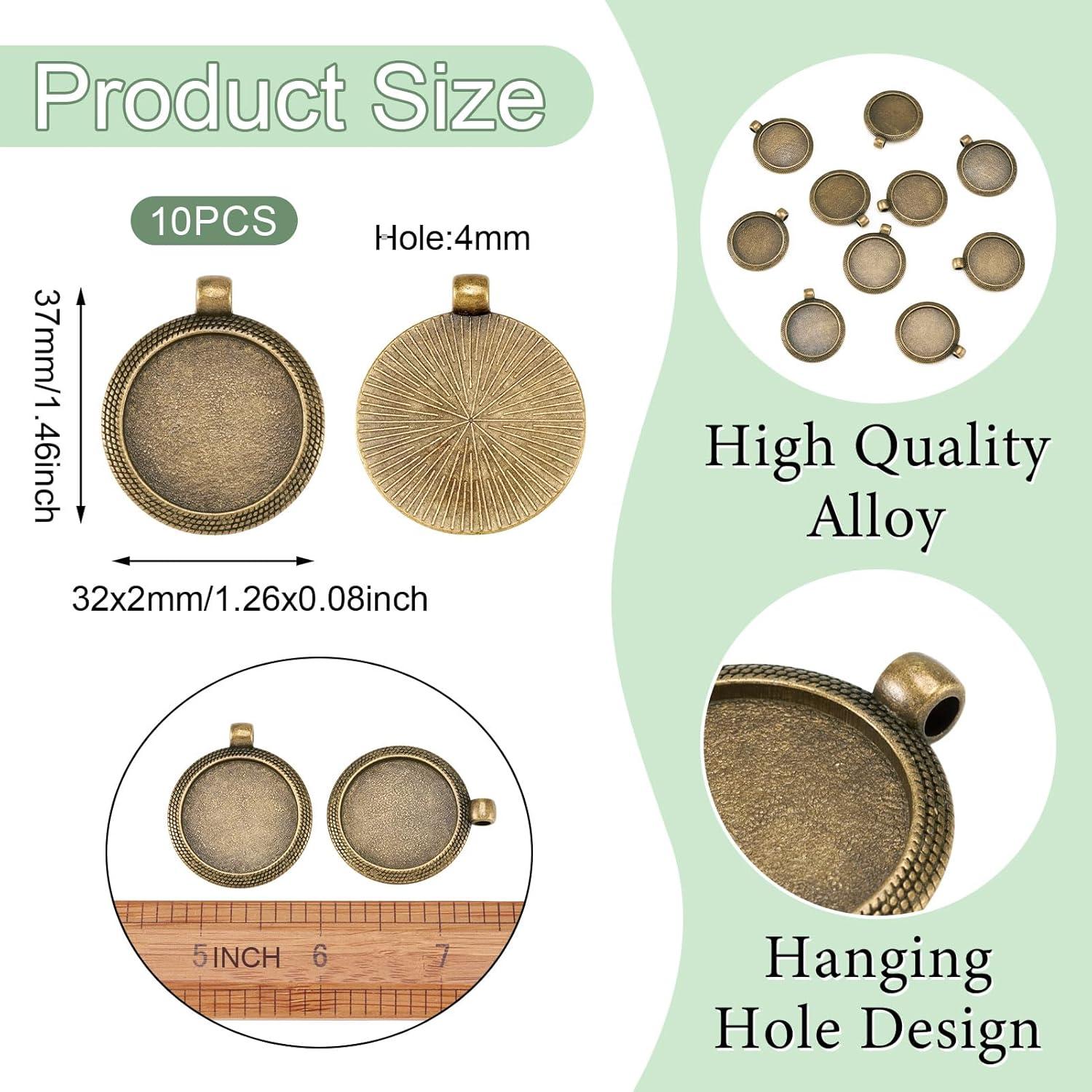 10 Piezas Configuraciones Bezel Pandahall 25mm Bronce Antiguo