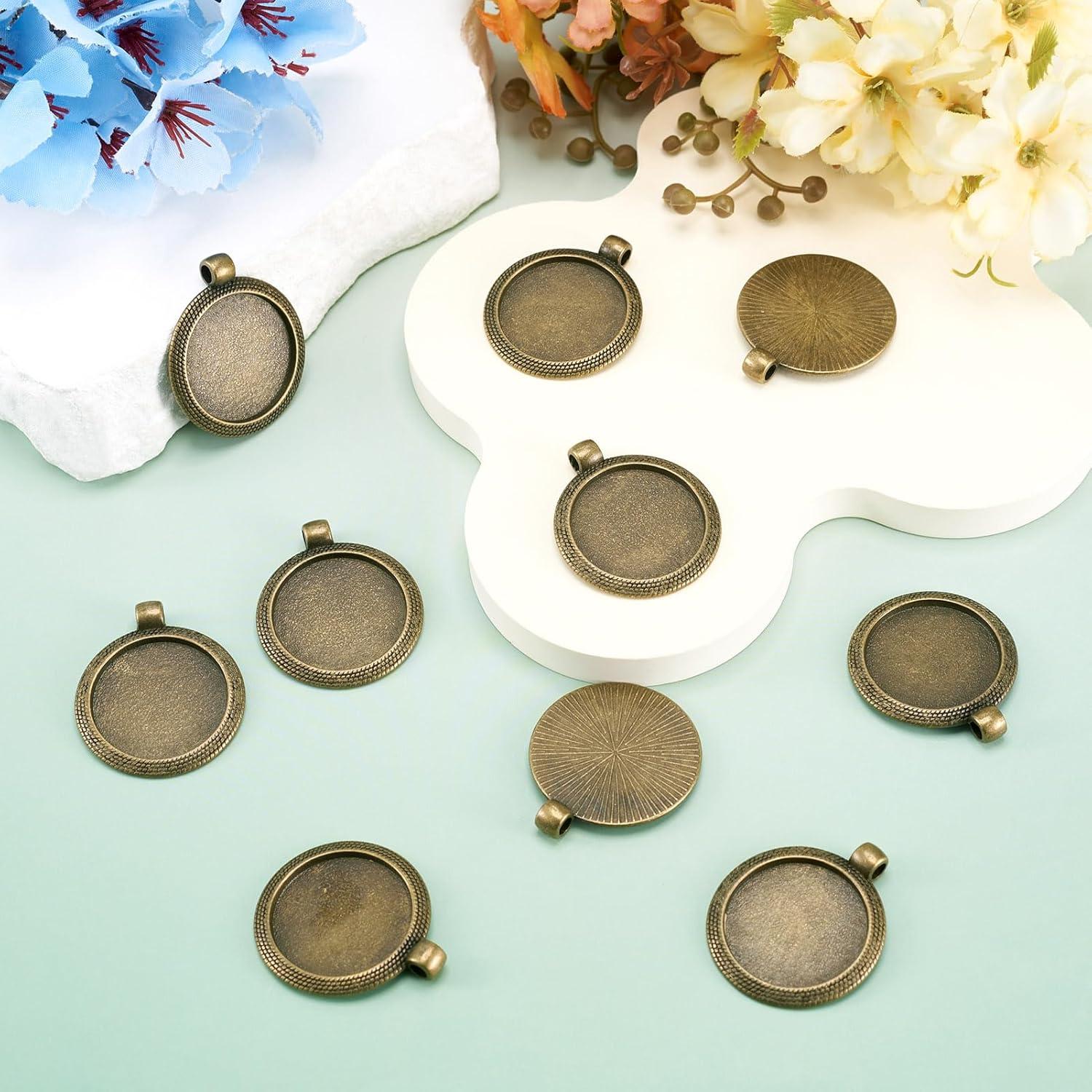 10 Piezas Configuraciones Bezel Pandahall 25mm Bronce Antiguo