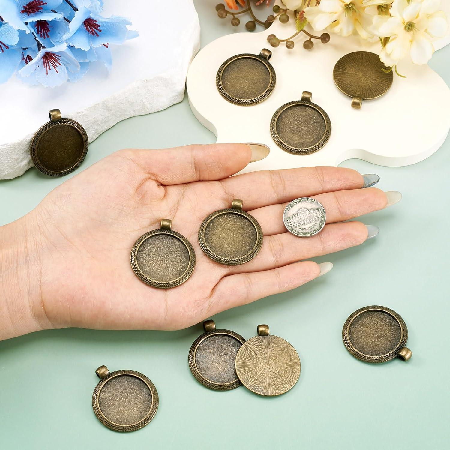 10 Piezas Configuraciones Bezel Pandahall 25mm Bronce Antiguo