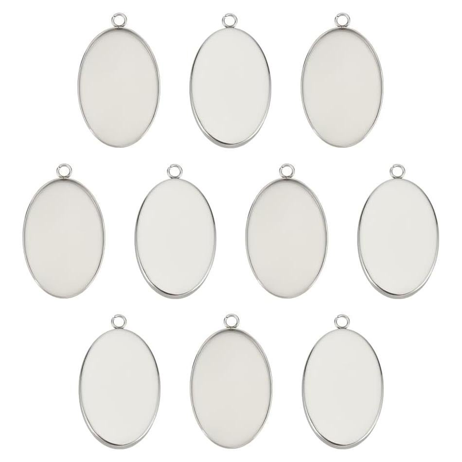 Bandejas de Bezel Ovaladas UNICRAFTALE 10pcs 20x30mm Acero Inoxidable