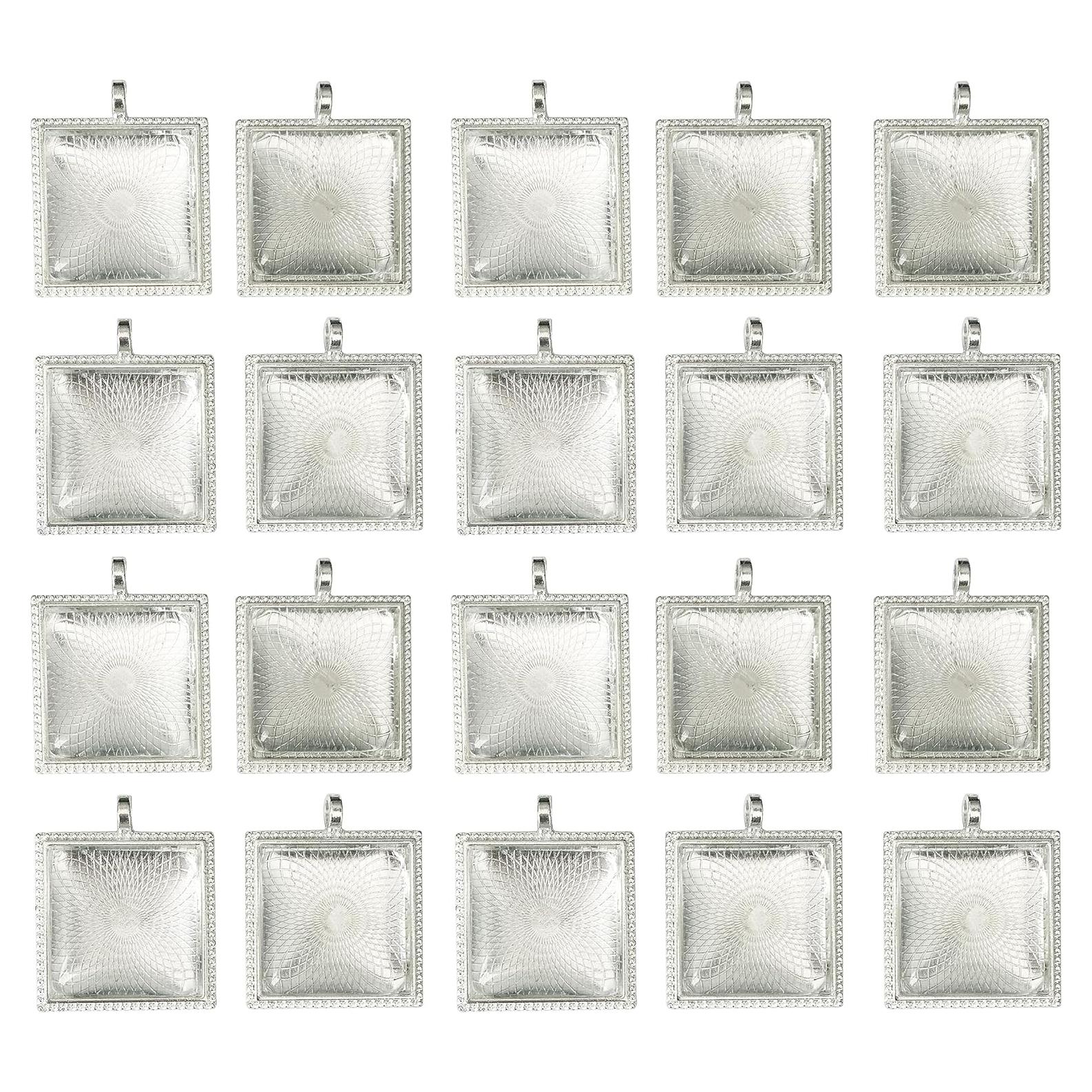 20 Bandejas de Colgante Bezel Cuadradas Gnognauq