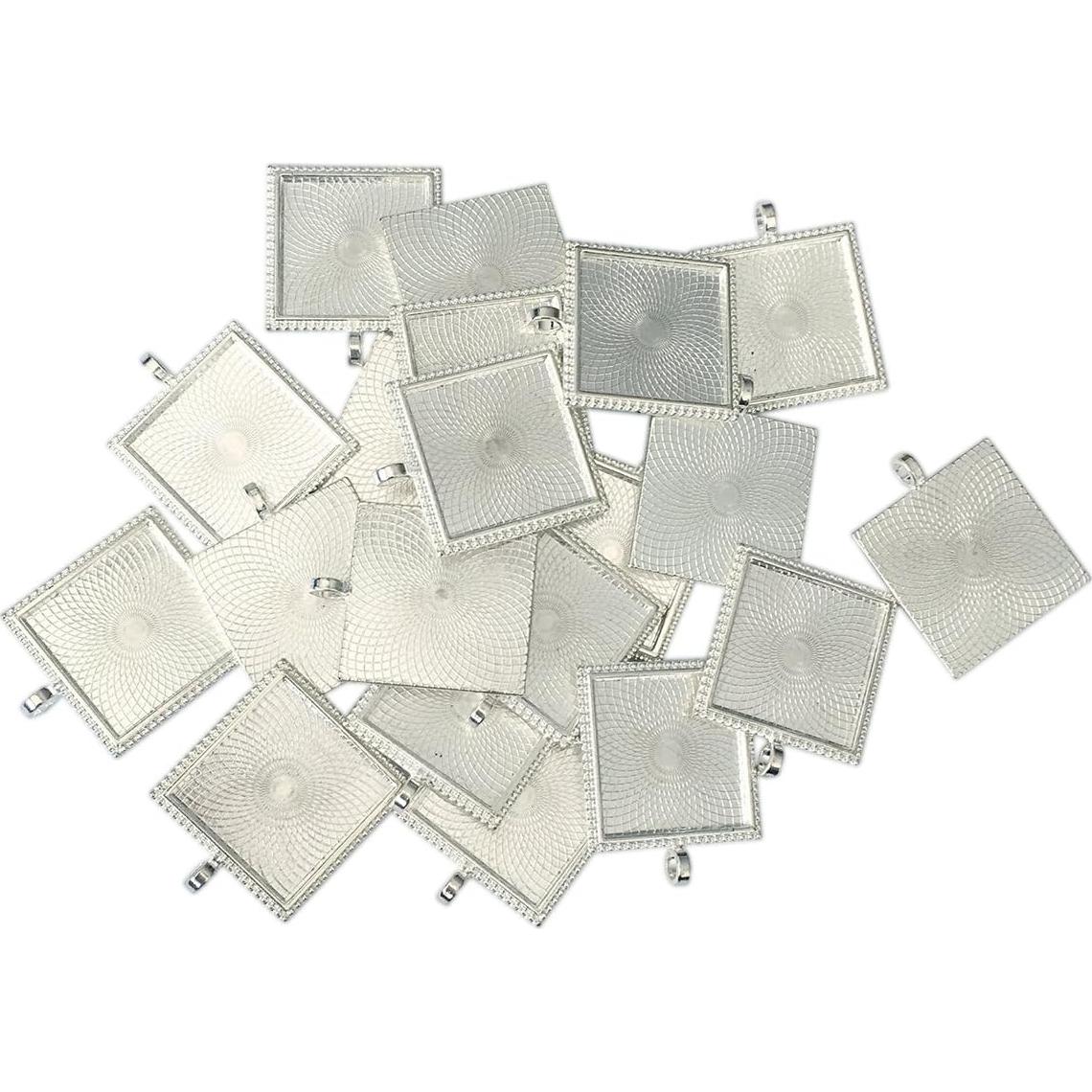 20 Bandejas de Colgante Bezel Cuadradas Gnognauq