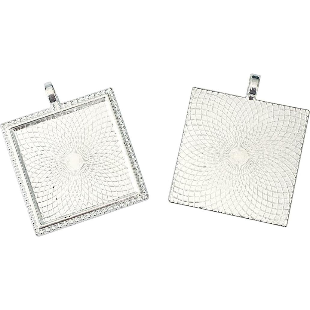 20 Bandejas de Colgante Bezel Cuadradas Gnognauq