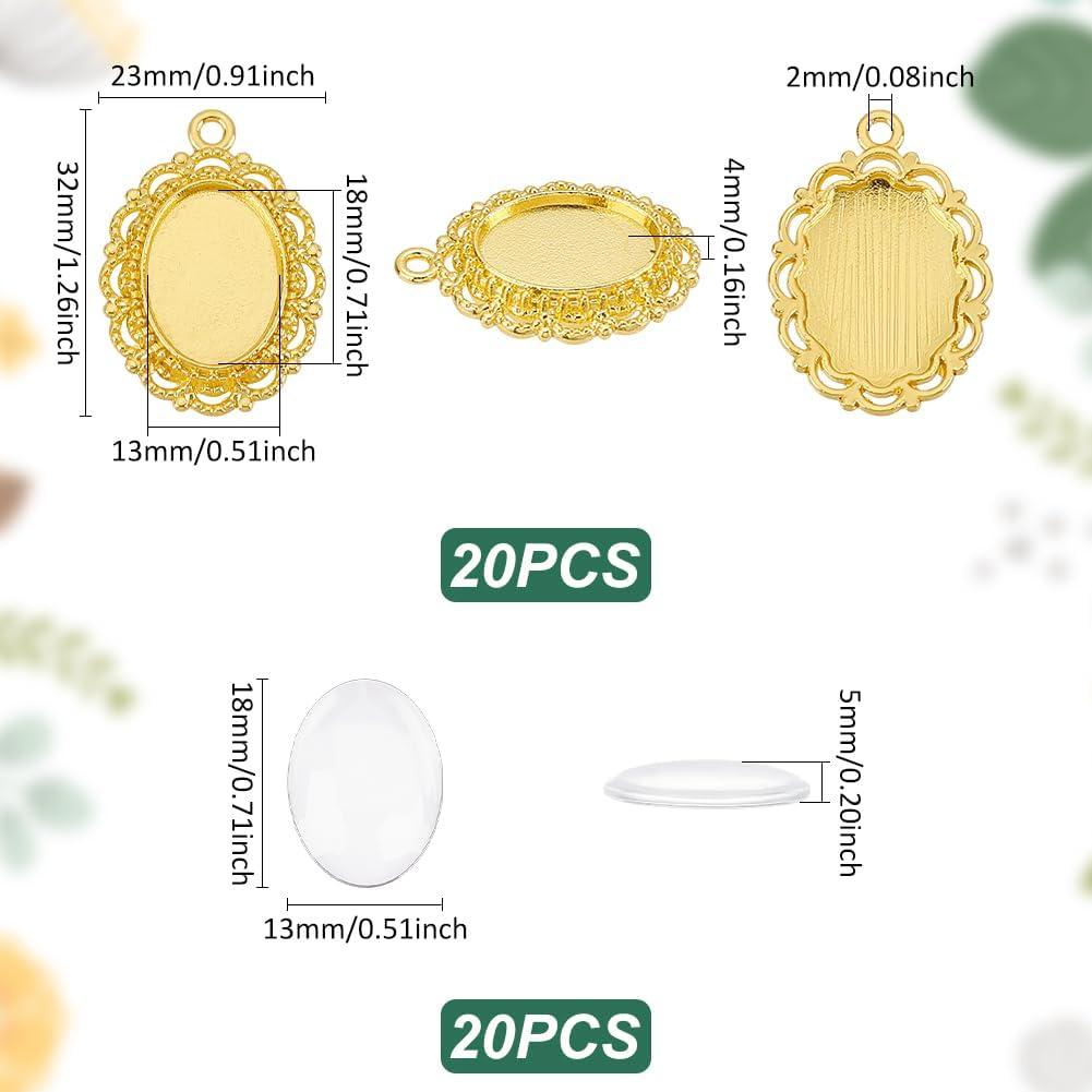 Bandejas de Colgante Ovaladas UNICRAFTALE 18x13mm 20 Piezas
