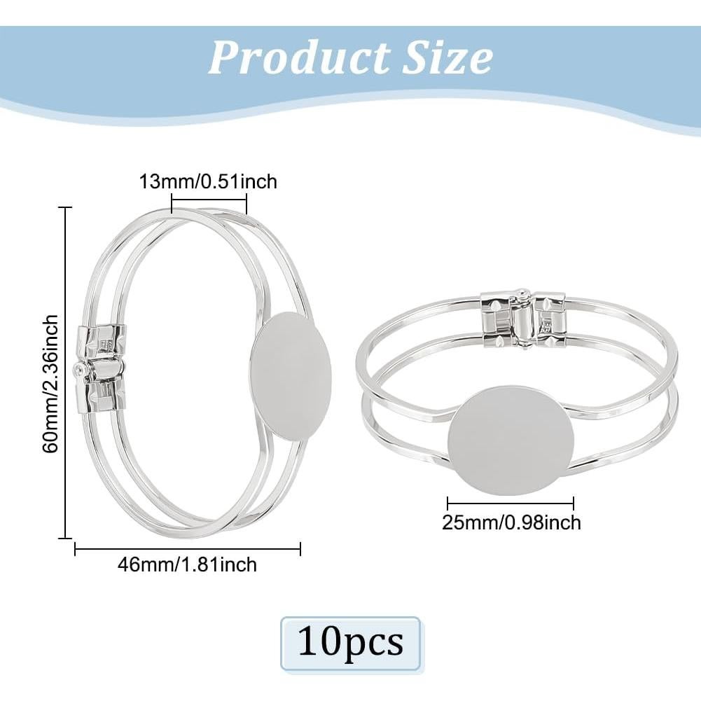 Pulsera de Puño PH PandaHall 10 Piezas con Bandeja 25mm