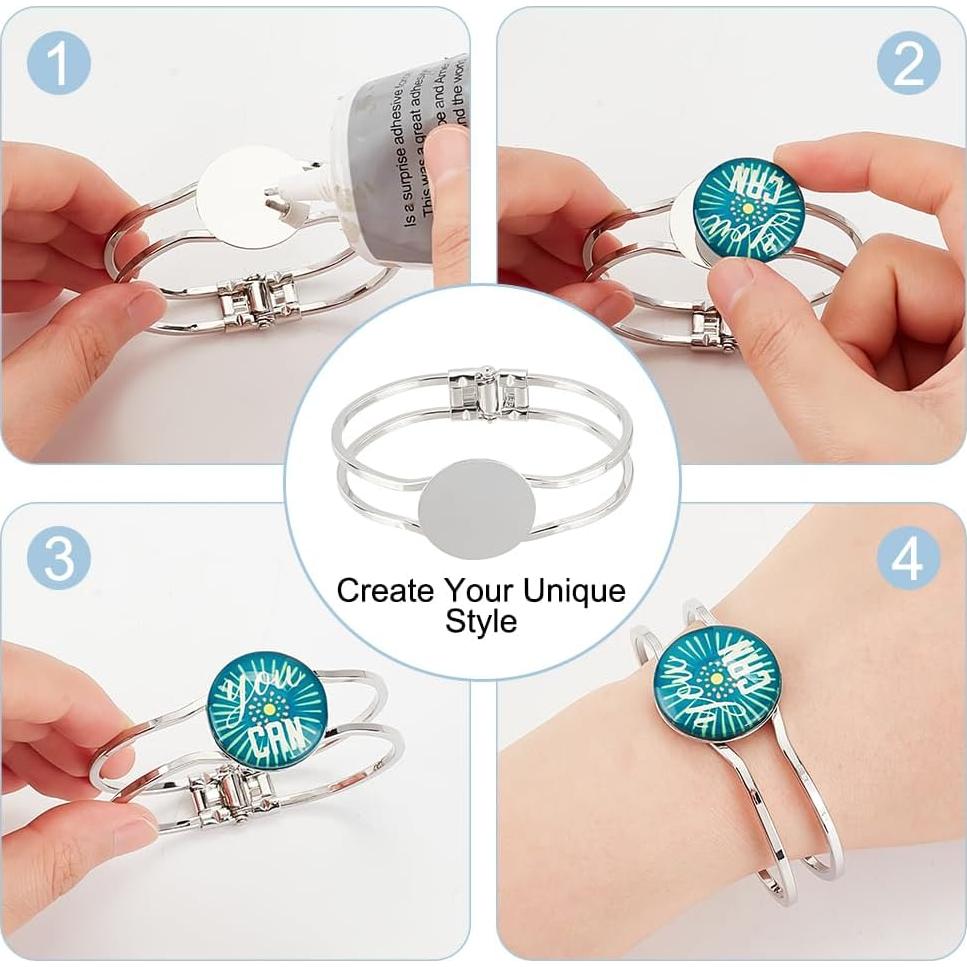 Pulsera de Puño PH PandaHall 10 Piezas con Bandeja 25mm