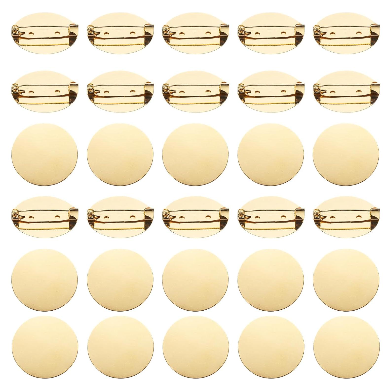 Bandejas Redondas en Blanco uxcell para Broches Dorados x50 - 31mm