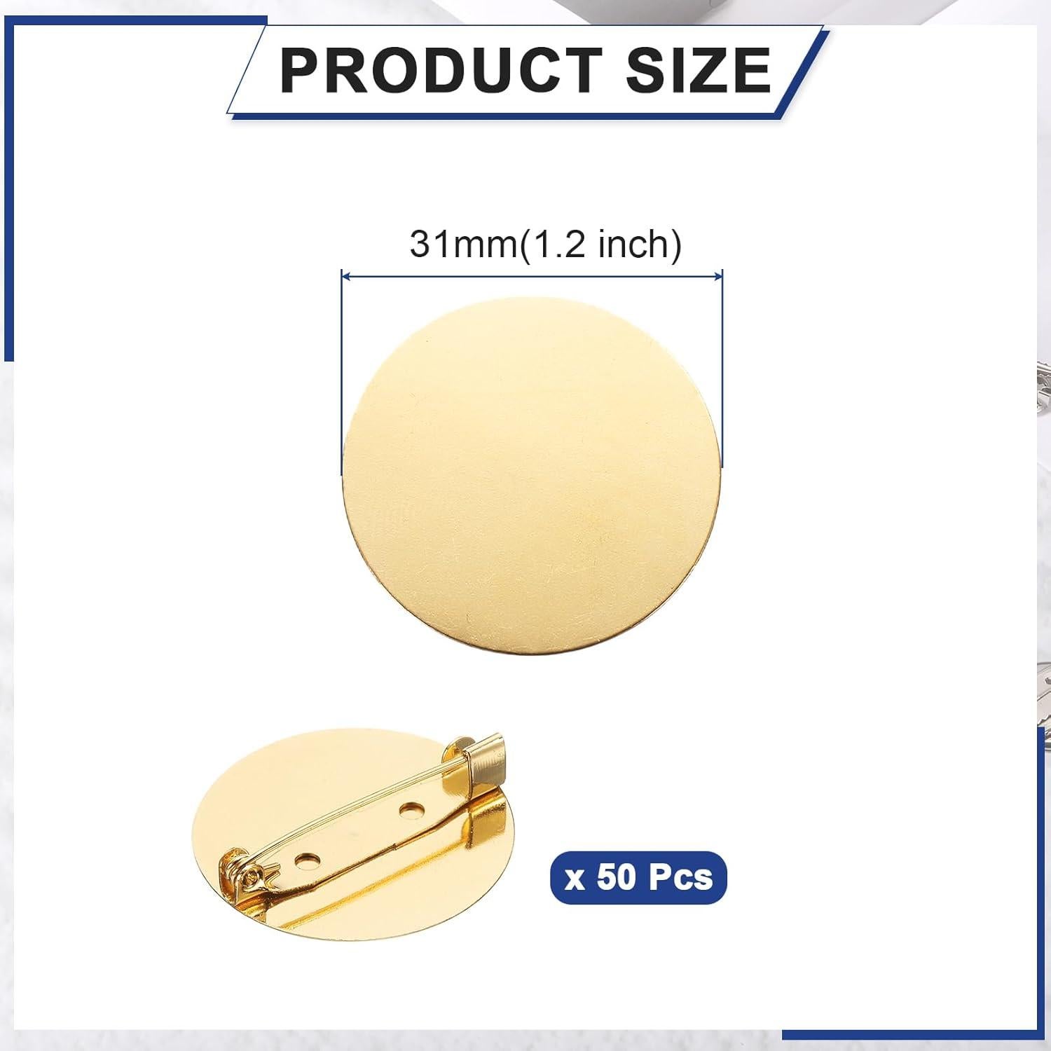 Bandejas Redondas en Blanco uxcell para Broches Dorados x50 - 31mm