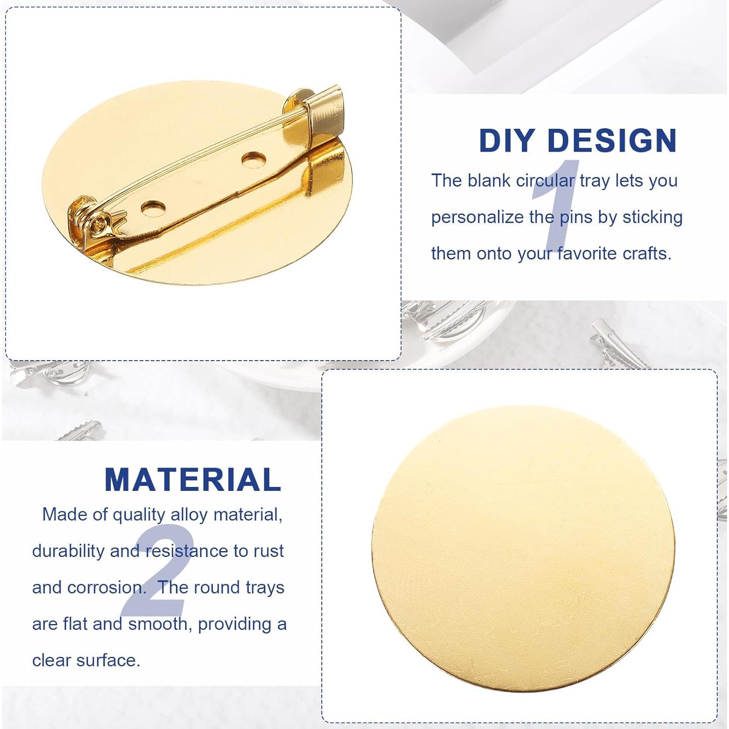 Bandejas Redondas en Blanco uxcell para Broches Dorados x50 - 31mm