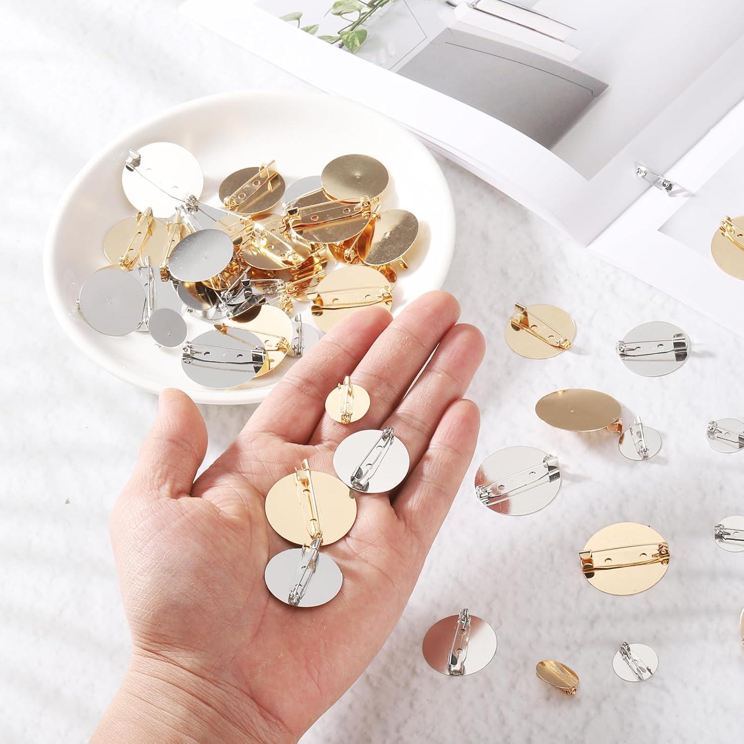 Bandejas Redondas en Blanco uxcell para Broches Dorados x50 - 31mm