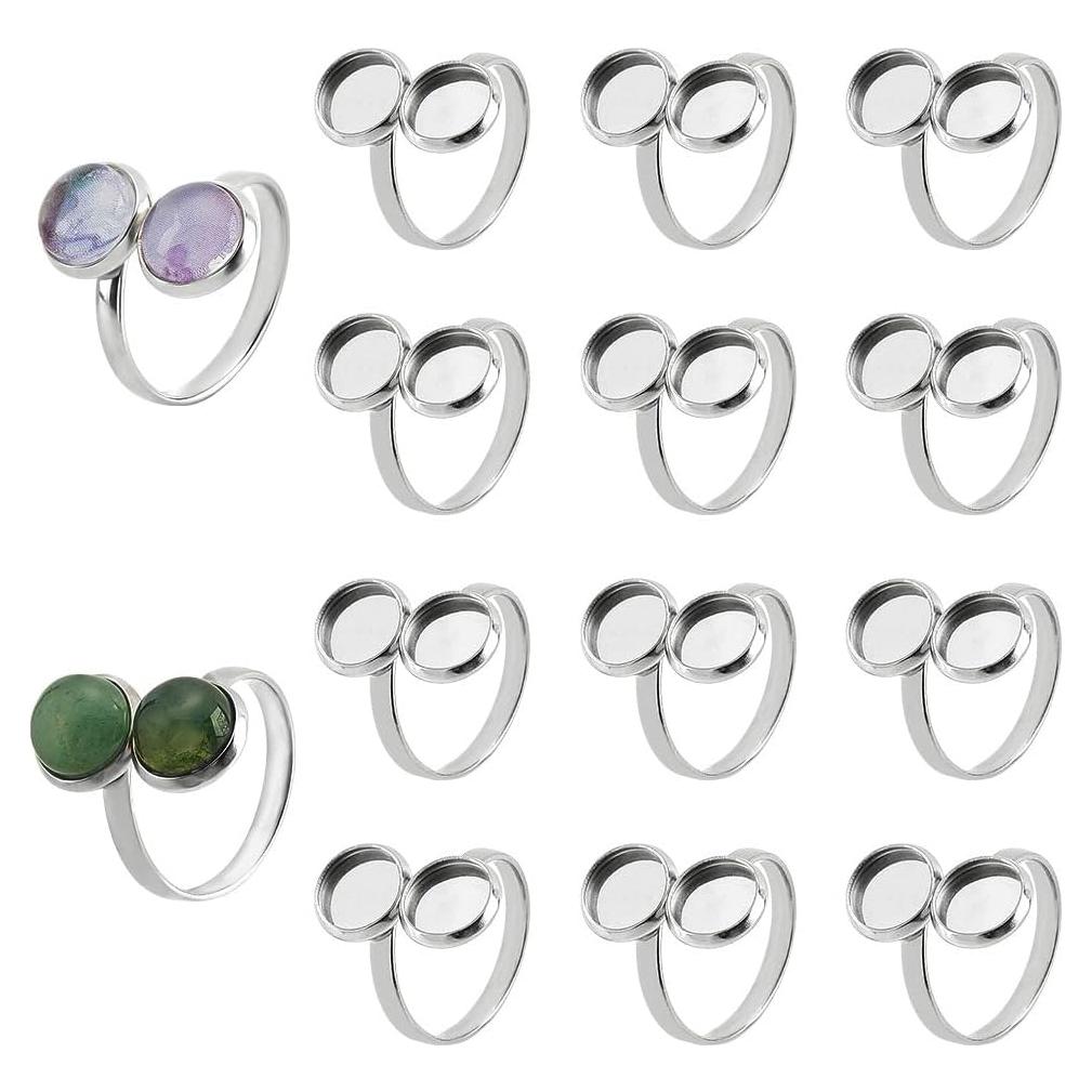 14pcs Base de Anillo Ajustable PH PandaHall 17mm Acero Inoxidable