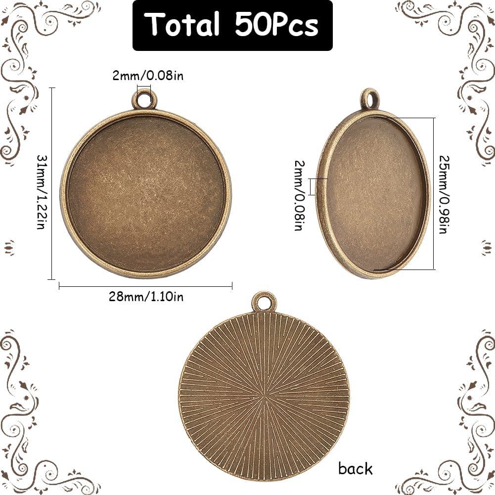 Pendientes Redondos Bezel 50Pcs Bronce Antiguo SUNNYCLUE