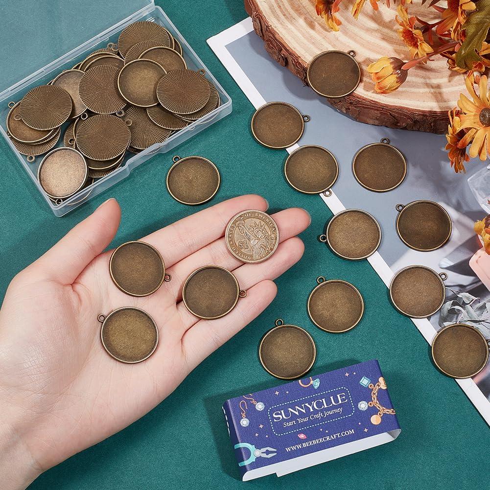 Pendientes Redondos Bezel 50Pcs Bronce Antiguo SUNNYCLUE