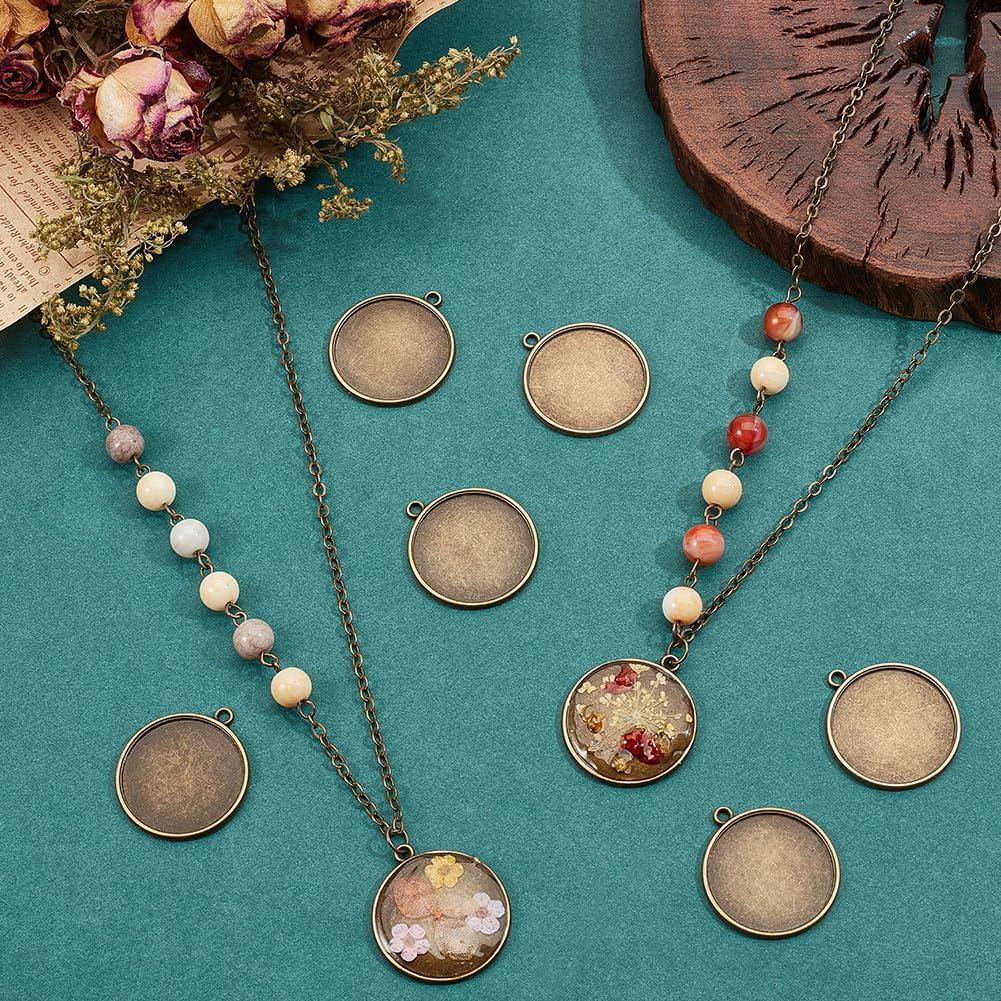 Pendientes Redondos Bezel 50Pcs Bronce Antiguo SUNNYCLUE