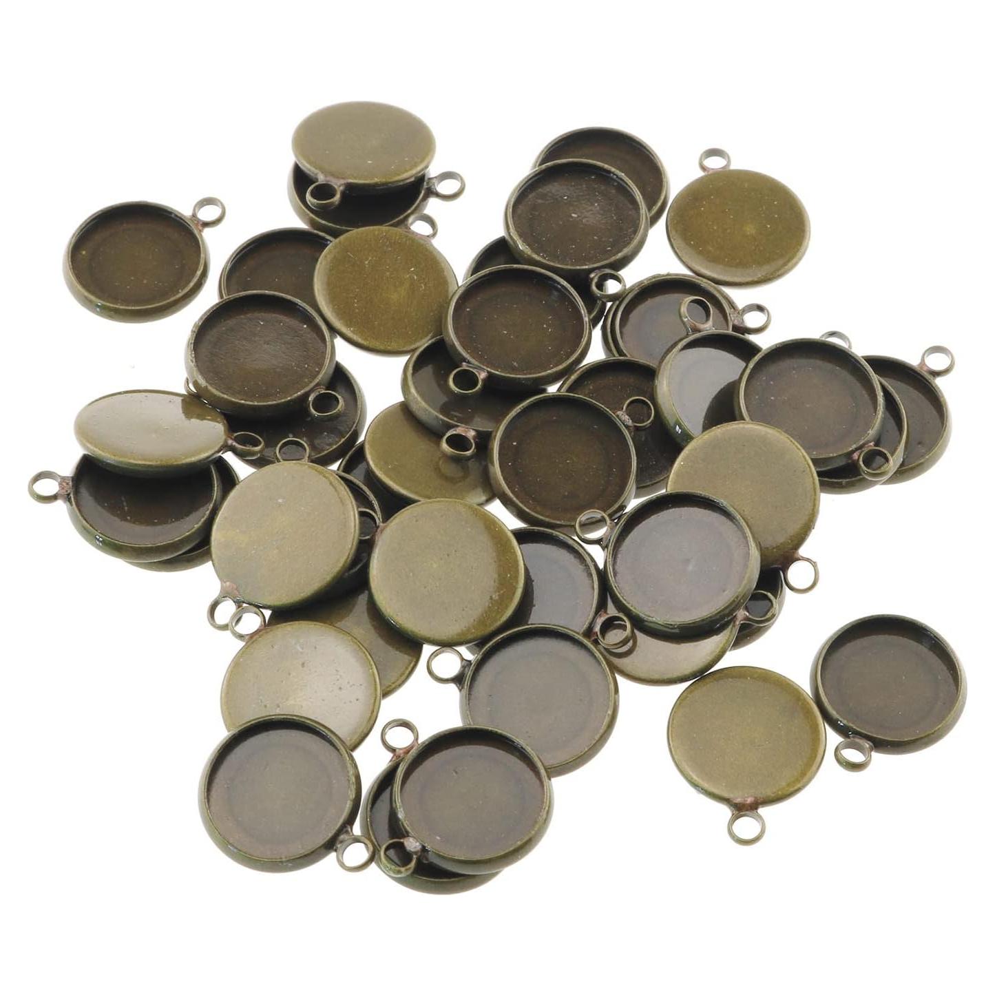 Bandejas de Colgante Redondas E-excepcional 25 Pcs Cobre 12mm