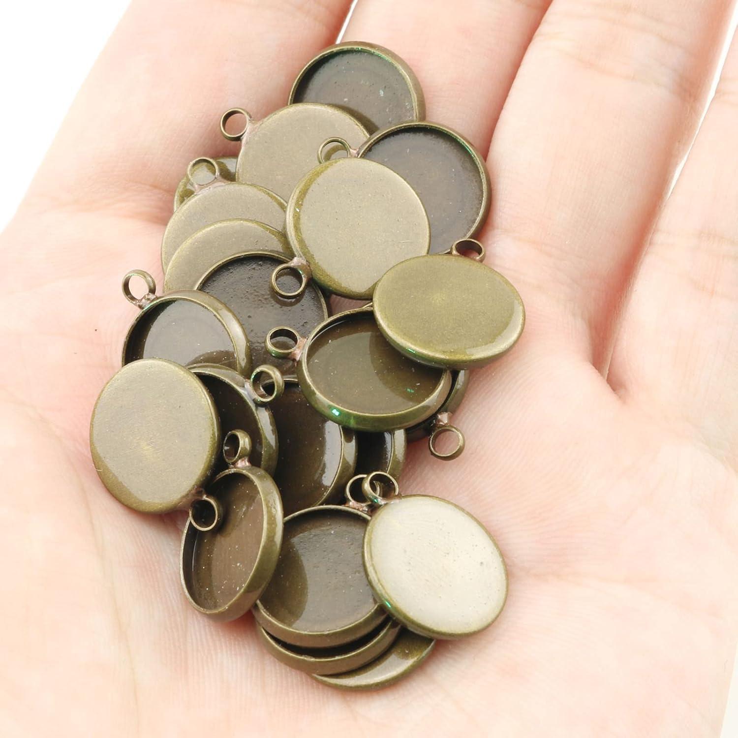 Bandejas de Colgante Redondas E-excepcional 25 Pcs Cobre 12mm