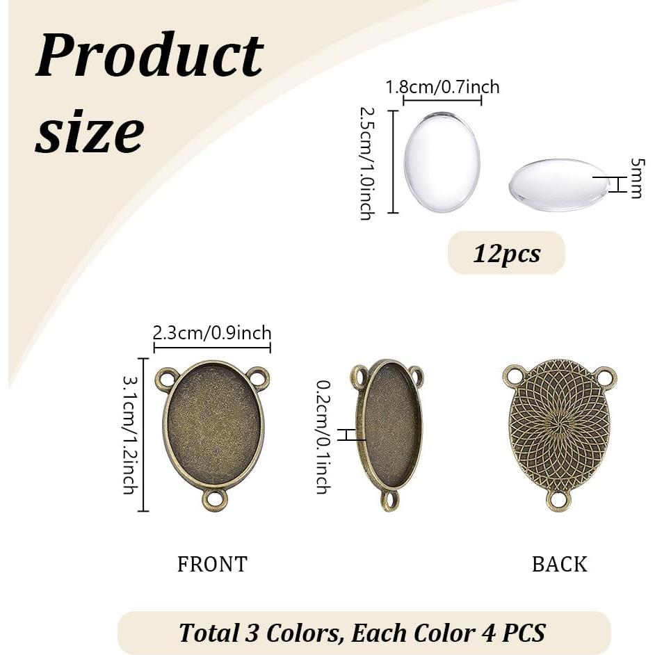 12 Juegos de Bandejas de Centro PH PandaHall 18x25mm DIY Joyería