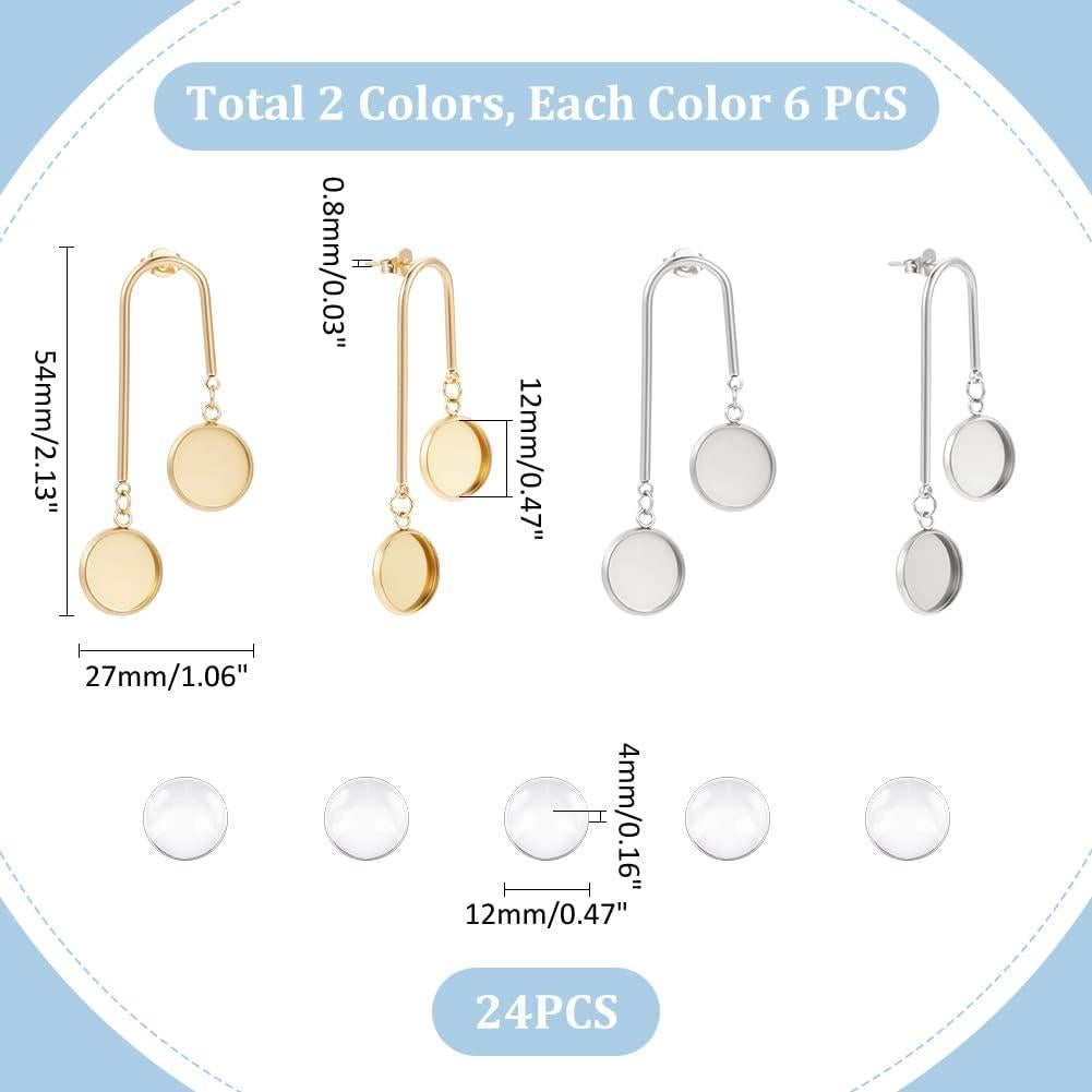 Set de Aretes DIY UNICRAFTALE 24 Pcs Acero Inoxidable