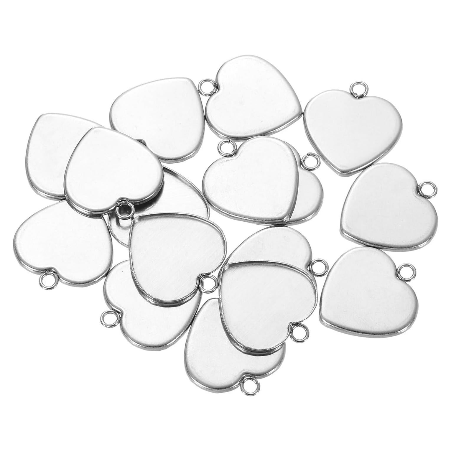 Bandejas de Colgante Corazón uxcell 20mm Acero Inoxidable 20 Pcs
