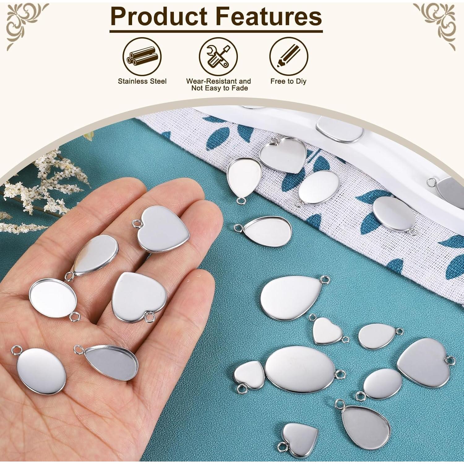 Bandejas de Colgante Corazón uxcell 20mm Acero Inoxidable 20 Pcs