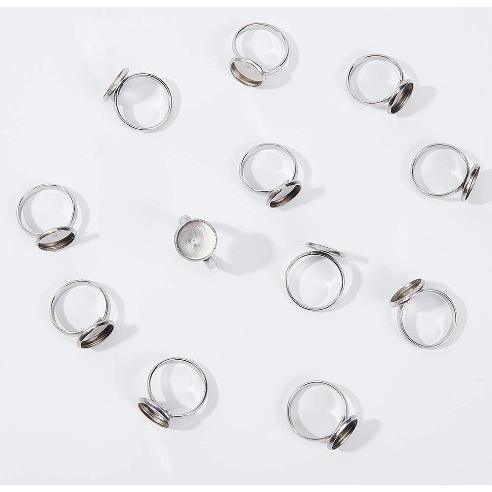 30 Sets Anillos Ajustables UNICRAFTALE 12mm Acero Inoxidable