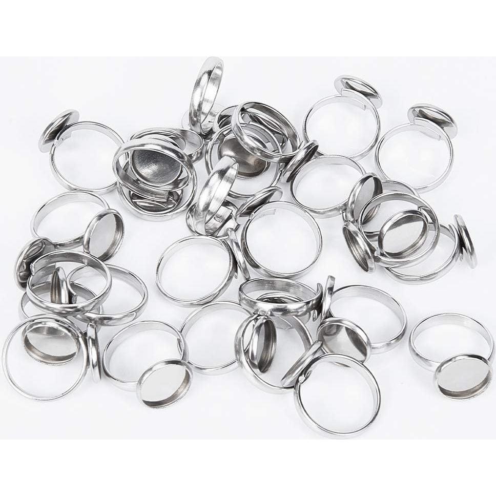30 Sets Anillos Ajustables UNICRAFTALE 12mm Acero Inoxidable