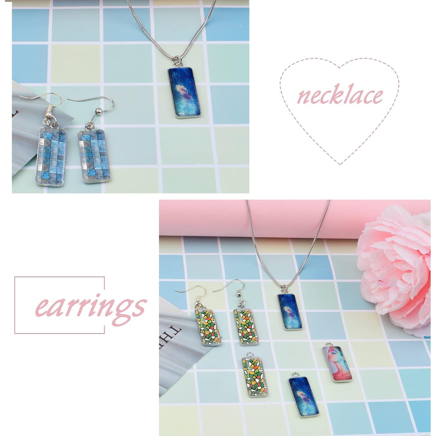 50 Bandejas Bezel Rectangulares Acero Inoxidable 26x11mm DIY