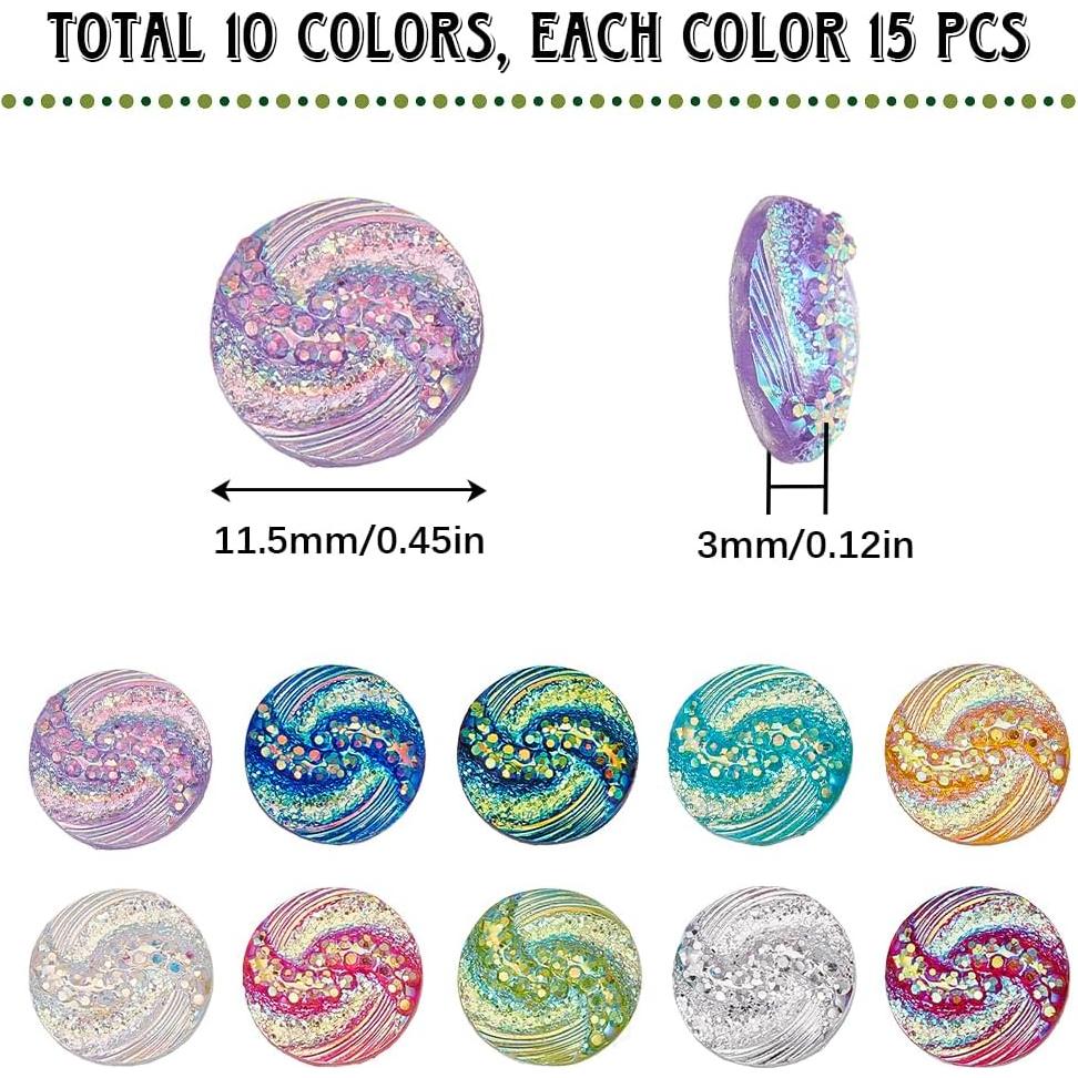 Cabochones de Resina SUNNYCLUE 150PCS 12mm Multicolor DIY