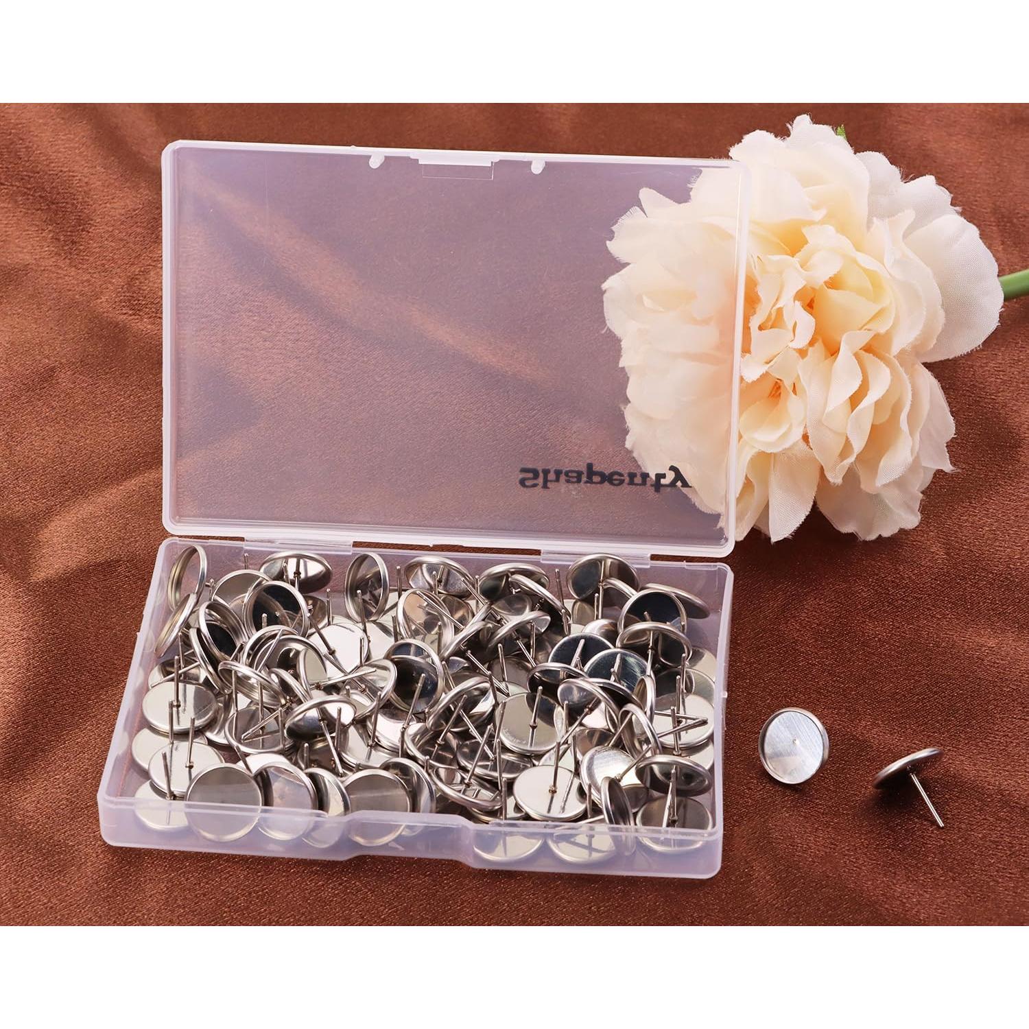 Pendientes de Stud de Bezel Shapenty 100PCS Acero Inoxidable 12mm