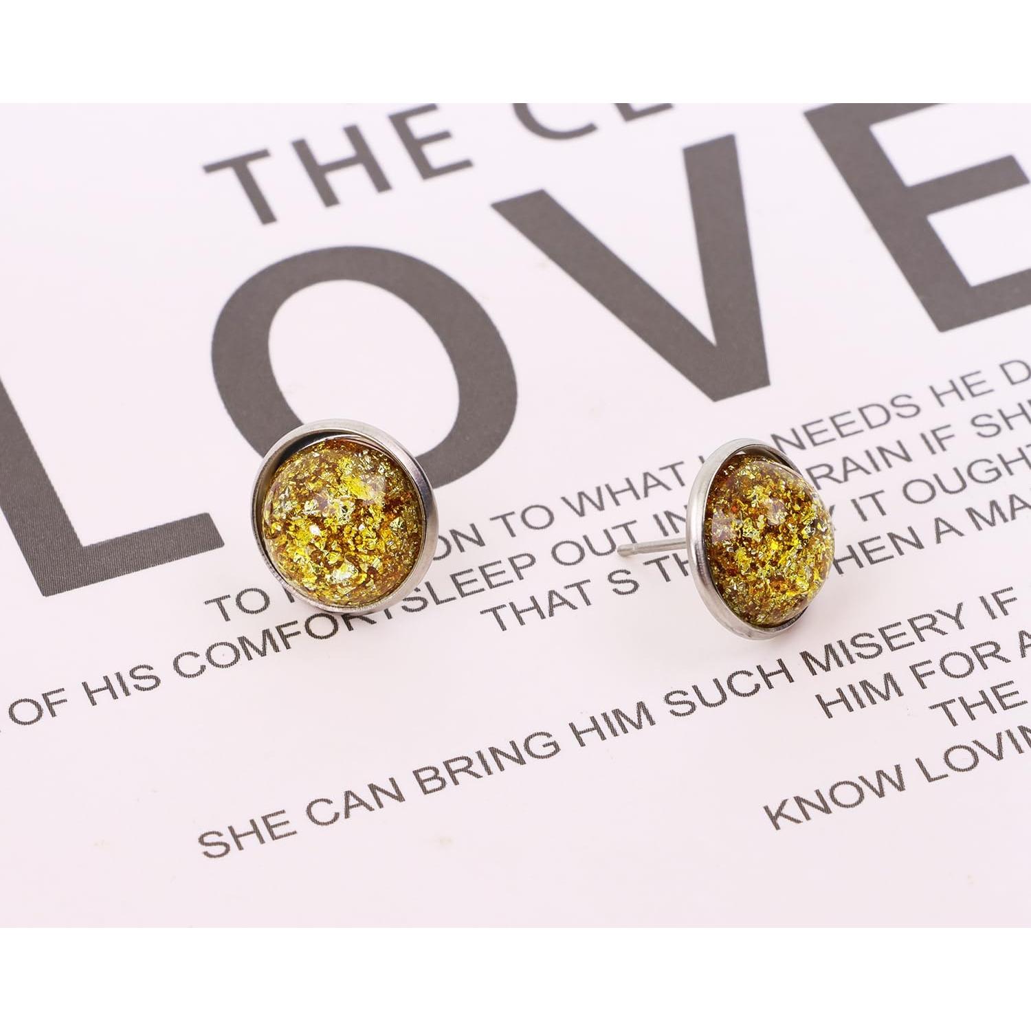 Pendientes de Stud de Bezel Shapenty 100PCS Acero Inoxidable 12mm