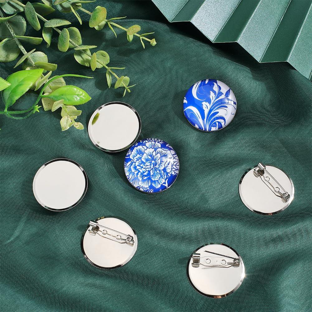50 Piezas Broches Cabochon 30mm Plata SUNNYCLUE para Joyería