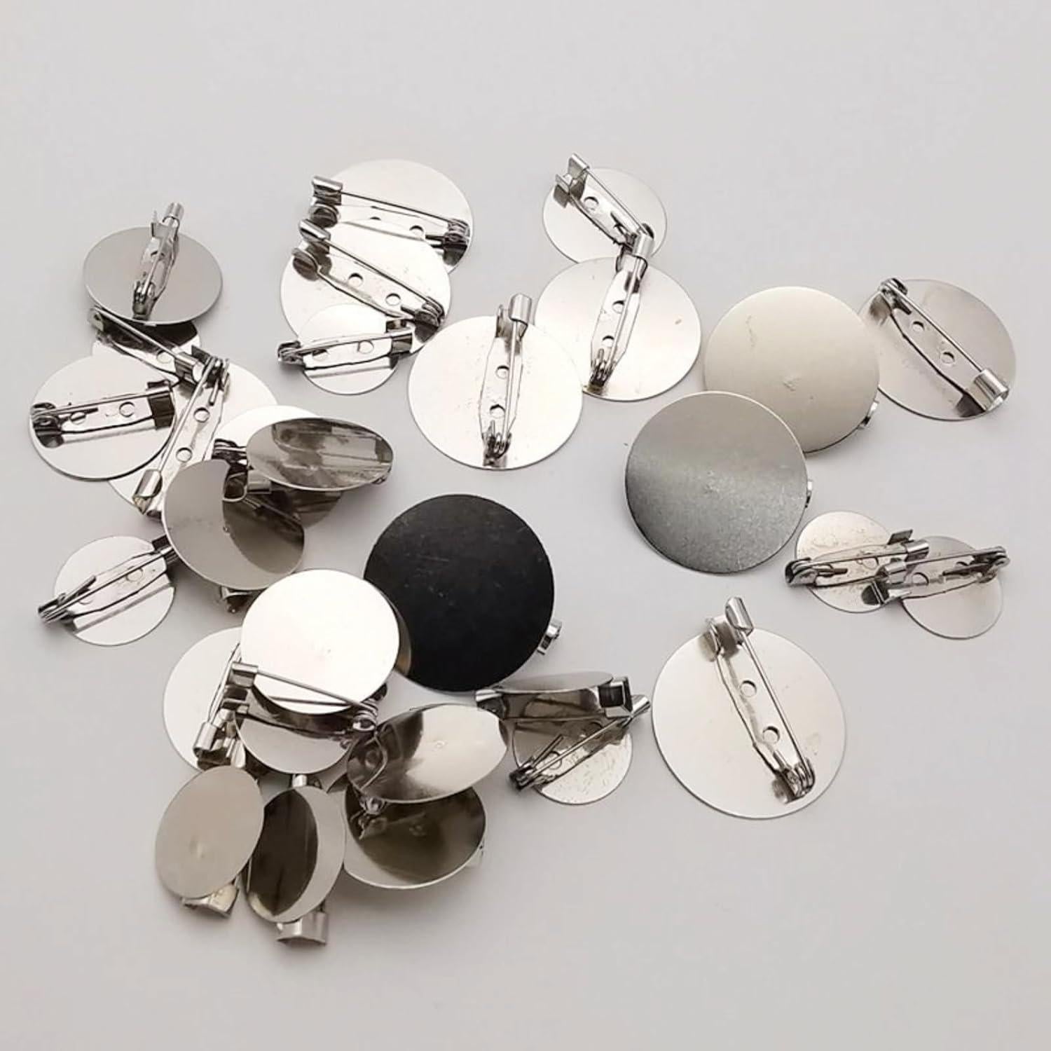 50 Piezas Broches Redondos de Acero Inoxidable Cansybil 25mm