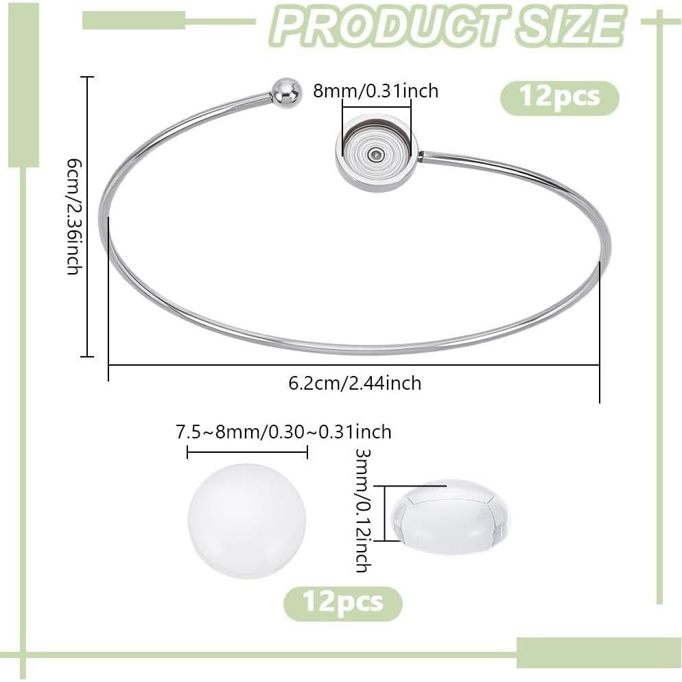 Pulseras Bangle Ajustables UNICRAFTALE 12Pcs Acero Inoxidable