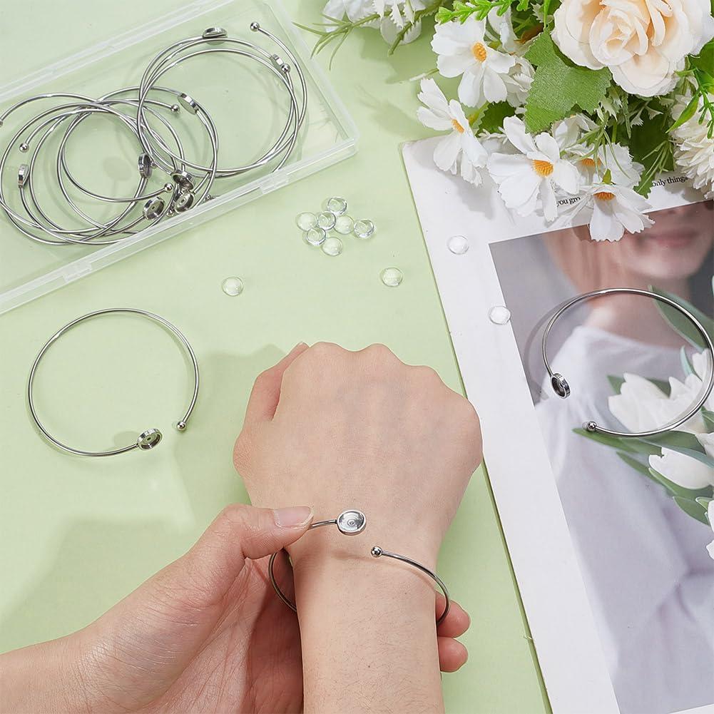 Pulseras Bangle Ajustables UNICRAFTALE 12Pcs Acero Inoxidable