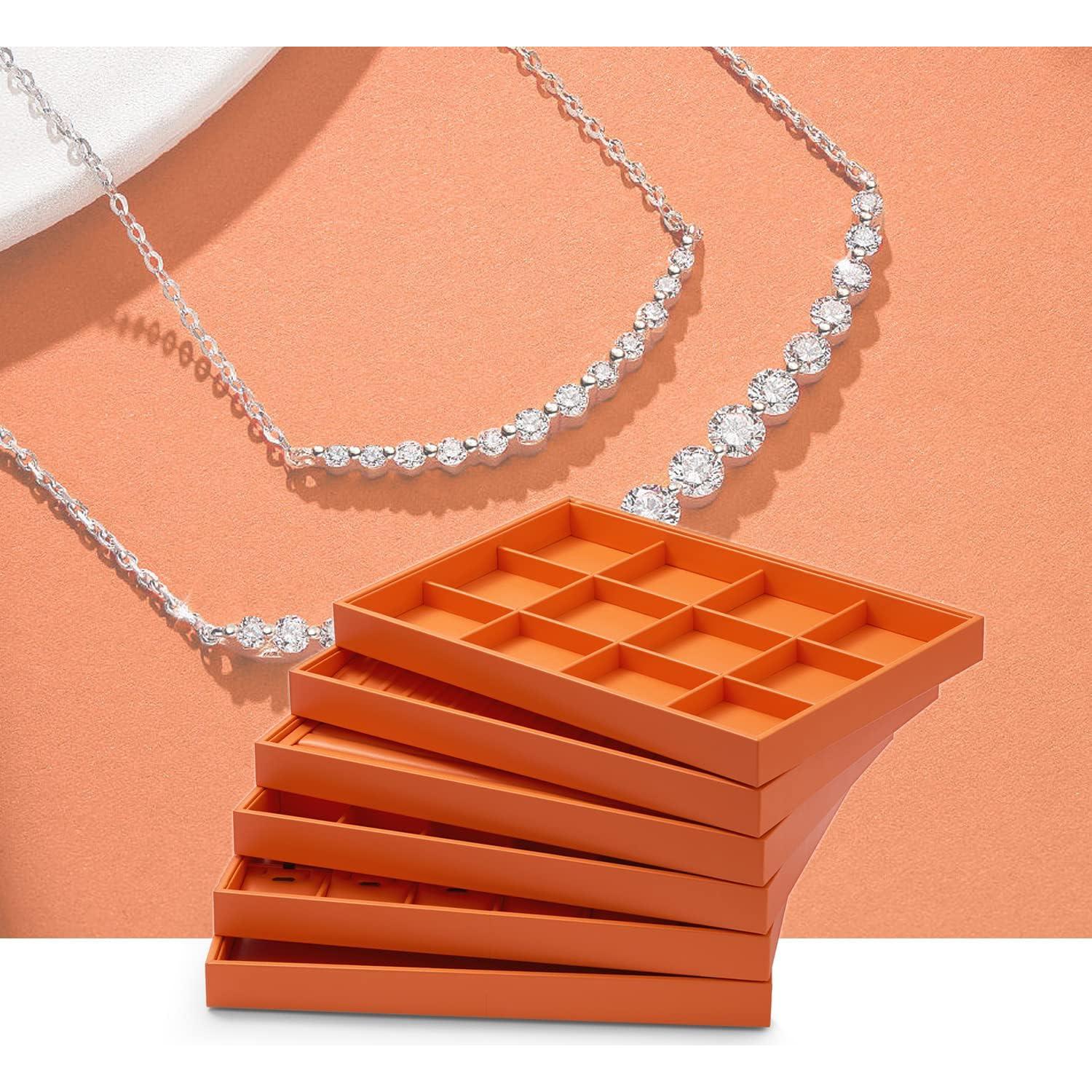 Organizador de Joyería Oirlv de Cuero Sintético Naranja 35x24 cm