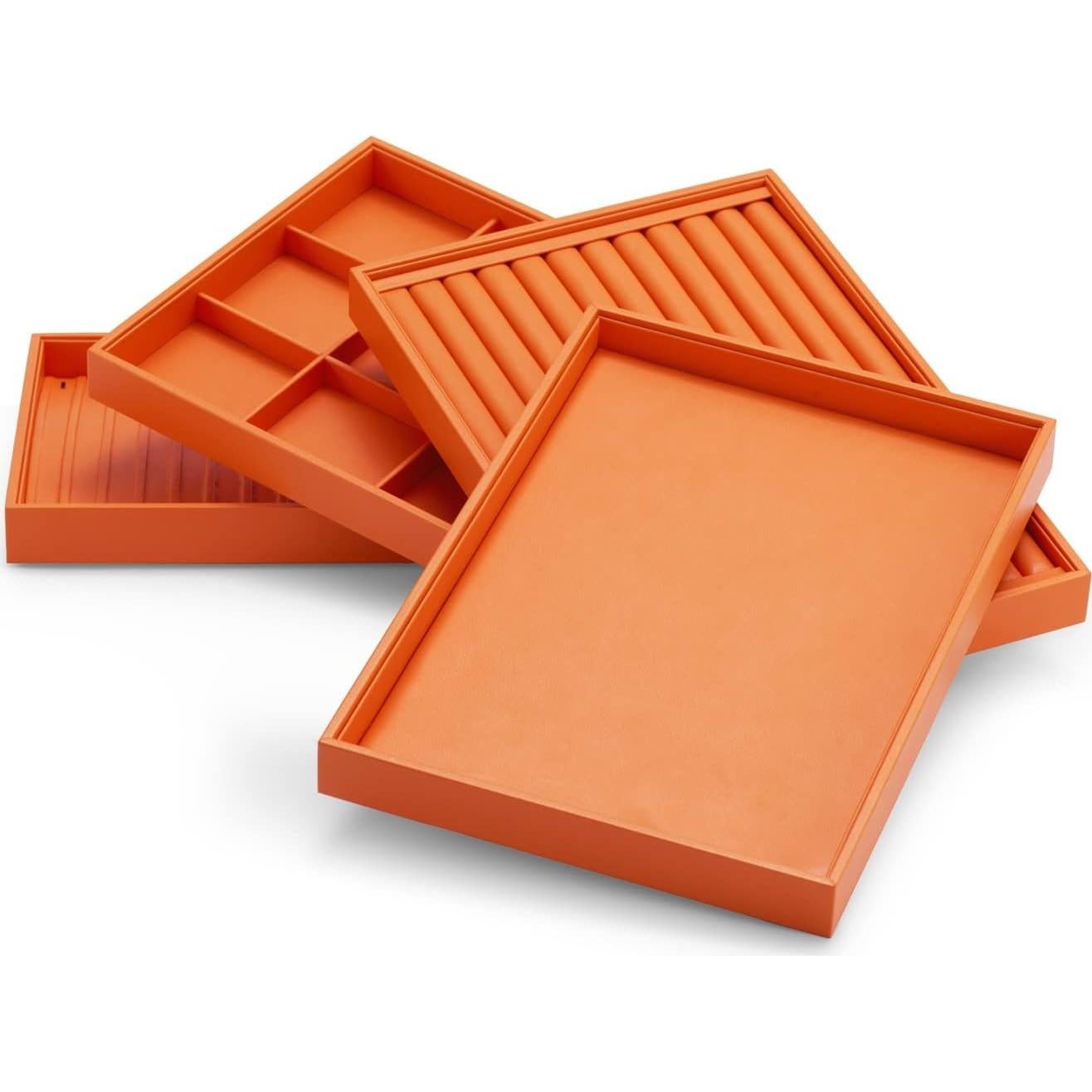 Organizador de Joyería Oirlv de Cuero Sintético Naranja 35x24 cm